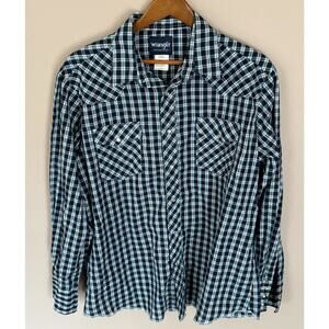 Wrangler Mens Button Up Long Sleeve Pearl Snap Western Shirt - Size XL